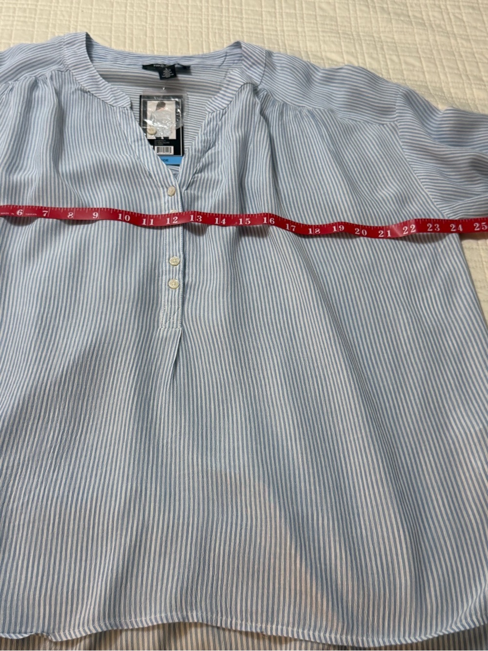 Nine West Light Blue & White Striped Casual Button-Front Shirt - Picture 6 of 10